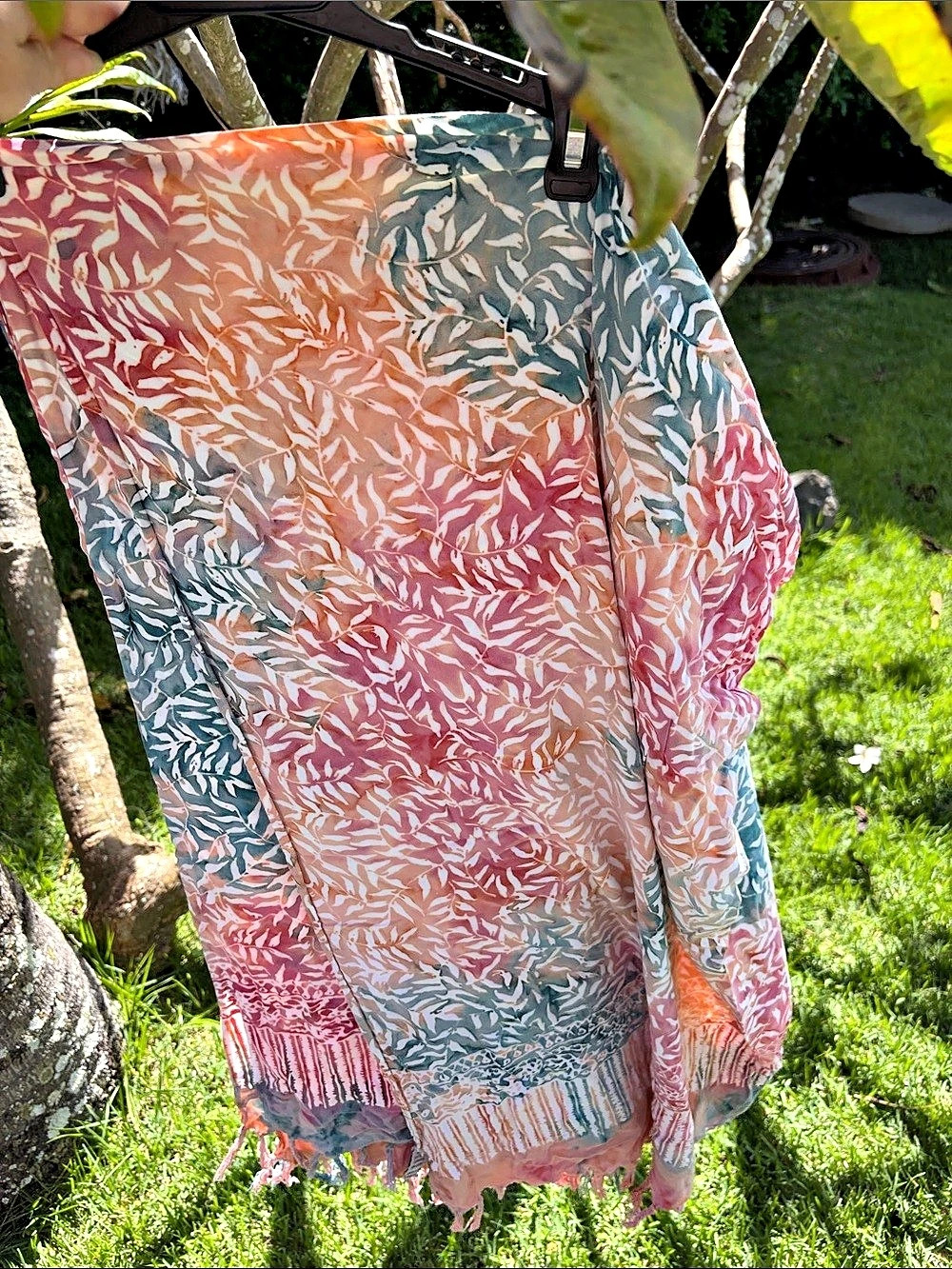 Lost River Clothing Co. Printed Fringe Sarong in Pink & Blue